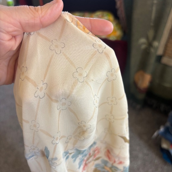 Lauren Ralph Lauren Silk Floral Midi Cream Cowl Neck Summer Sun Dress 12 L - Picture 6 of 12